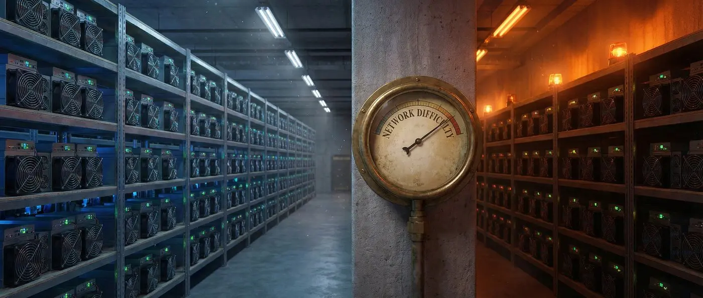 How Bitcoin's Difficulty Adjustment Prevents Mining Death Spirals (Explained by the Recent 7.76% Drop)