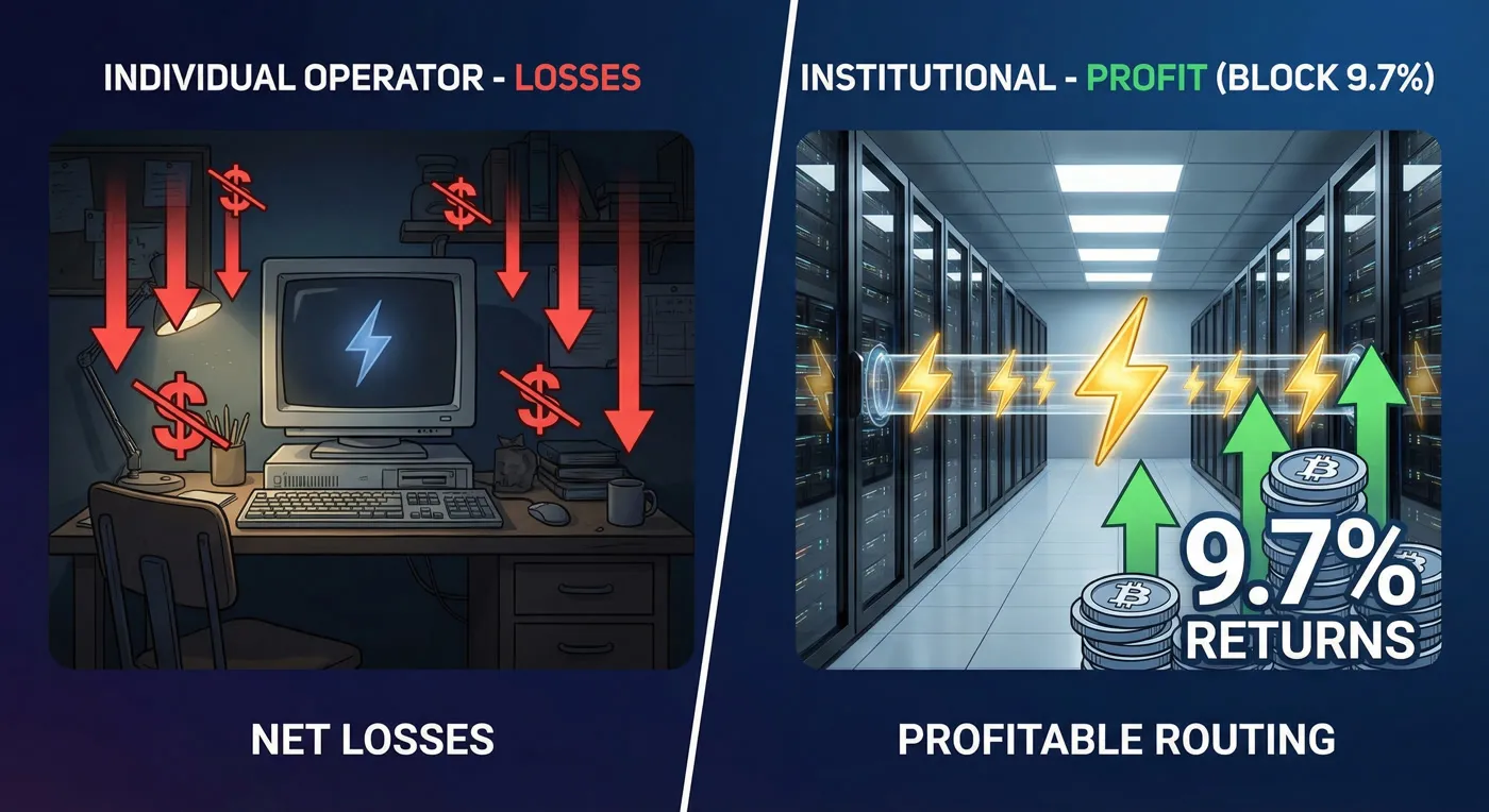 The Lightning Routing Hustle: Why Most Node Operators Lose Money (And How Block Makes 9.7%)